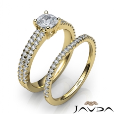 French Duet Shank Bridal Set diamond Ring 14k Gold Yellow