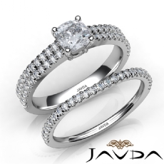 French Duet Shank Bridal Set diamond Ring 14k Gold White