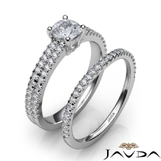 French Duet Shank Bridal Set diamond Ring 14k Gold White