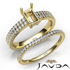 Diamond Engagement Ring Emerald Semi Mount U Cut Bridal Set 14k Gold Yellow  (0.8Ct. tw.)