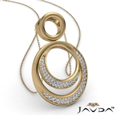 Round Diamond Double Circle Pendant 14k Gold Yellow 18 Inch Chain (0.52Ct. tw.)