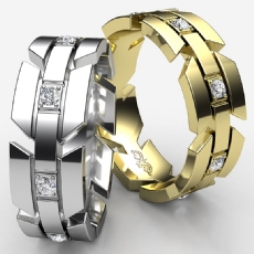 Infinity Arrow Diamond Eternity Men's Wedding Band in 14k White Gold 0.40 Ct.