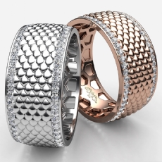 Fish Scale Pattern Diamond Eternity Men's Wedding Band 14k Rose Gold  (1Ct. tw.)