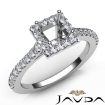 U Cut Prong Set Diamond Engagement Princess Semi Mount Ring 14k White Gold 0.8Ct - javda.com 