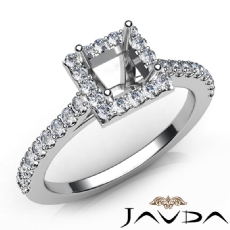 U Cut Prong Set Diamond Engagement Princess Semi Mount Ring 14K W Gold 0.50Ct