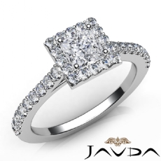 French Set U Cut Pave Halo diamond Ring 14k Gold White