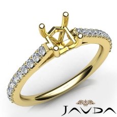 Diamond Engagement Princess Semi Mount Shared Prong Set Ring 14k Gold Yellow  (0.3Ct. tw.)