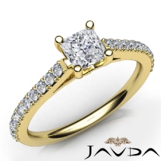 Classic Side-Stone Prong Set diamond Ring 14k Gold Yellow