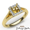 Halo Pre-Set Princess Diamond Engagement Semi Mount Ring 18k Yellow Gold 0.2Ct - javda.com 