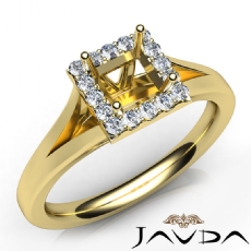 Halo Pre-Set Princess Diamond Engagement Semi Mount Ring 14k Gold Yellow  (0.2Ct. tw.)