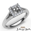 Halo Pre-Set Princess Diamond Engagement Semi Mount Ring 18k White Gold 0.2Ct - javda.com 