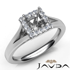 Halo Pre-Set Princess Diamond Engagement Semi Mount Ring 14K White Gold 0.20Ct