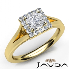 Split Shank Cathedral Halo diamond Ring 18k Gold Yellow