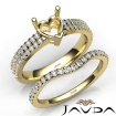 Diamond Engagement Ring Heart Semi Mount U Cut Bridal Set 14k Yellow Gold 0.8Ct - javda.com 