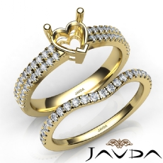 Diamond Engagement Ring Heart Semi Mount U Cut Bridal Set 14k Gold Yellow  (0.8Ct. tw.)