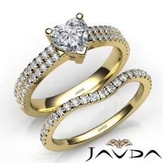 2 Row French Cut Bridal Set diamond Ring 18k Gold Yellow