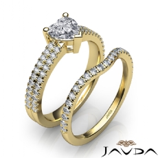 2 Row French Cut Bridal Set diamond Ring 18k Gold Yellow
