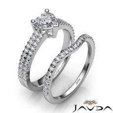 2 Row French Cut Bridal Set diamond Ring Platinum 950