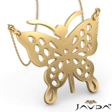 Butterfly Charm Pendant Necklace Solid 14k Yellow Gold 4.7 Gram 18 Inch Rolo Chain
