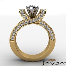 Baguette Channel Set 4 Prong diamond Ring 14k Gold Yellow