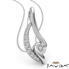 Diamond Flame Pendant Necklace In 14k White Gold 18 Inch Rolo Chain 0.83Ct