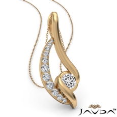 Diamond Flame Pendant Necklace In 14k Gold Yellow 18 Inch Rolo Chain  (0.83Ct. tw.)