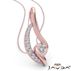 Diamond Flame Pendant Necklace In 14k Rose Gold 18 Inch Rolo Chain  (0.83Ct. tw.)