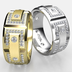 Pave Bezel Set Diamond Eternity Men's Wedding Band 14k Gold Yellow 1.10 Ct. (1.1Ct. tw.)