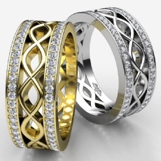 Infinity Center Diamond Eternity Men's Wedding Band in 18k Gold Yellow  (1Ct. tw.)