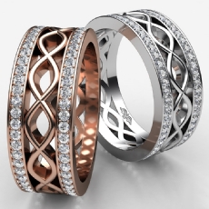 Infinity Center Diamond Eternity Men's Wedding Band in 14k White Gold 1 Ct.