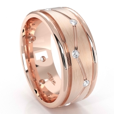 Zig-Zag Matte Bezel Round Diamond Eternity Men's Wedding Band 14k Rose Gold  (0.3Ct. tw.)