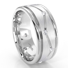 Zig-Zag Matte Bezel Round Diamond Eternity Men's Wedding Band 14k Gold 0.30Ct