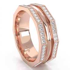 Hexagonal Style Round Diamond Eternity Mens Wedding Band 14k Rose Gold  (0.8Ct. tw.)