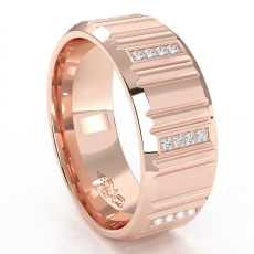 Vertical Cuts Round Diamond Eternity Men's Wedding Band 14k Rose Gold  (0.25Ct. tw.)