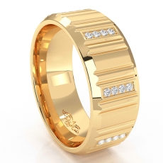 Vertical Cuts Round Diamond Eternity Men's Wedding Band 14k Gold Yellow  (0.25Ct. tw.)