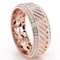 Diagonal Cut Round Diamond Eternity Mens Wedding Band 14k Rose Gold  (0.9Ct. tw.)