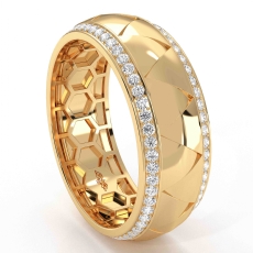 Dome Zigzag Pattern Round Diamond Eternity Men Wedding Band 14k Gold Yellow  (0.9Ct. tw.)