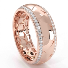 Dome Zigzag Pattern Round Diamond Eternity Men Wedding Band 14k Rose Gold  (0.9Ct. tw.)