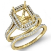 Emerald Diamond Semi Mount Engagement Wedding Ring Bridal Set 14k Yellow Gold 2.5Ct - javda.com 