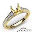 Diamond Engagement Princess Cut Semi Mount Pave Setting Ring 14k Yellow Gold 0.75Ct - javda.com 