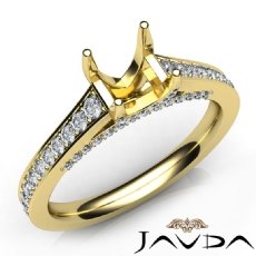 Diamond Engagement Princess Cut Semi Mount Pave Setting Ring 14k Gold Yellow  (0.75Ct. tw.)