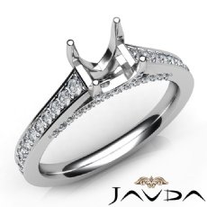 Diamond Engagement Princess Cut Semi Mount Pave Setting Ring 14K W Gold 0.75Ct