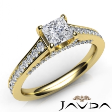 Bridge Accent Sidestone diamond Ring 14k Gold Yellow