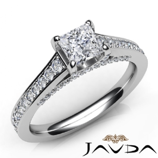 Diamond Engagement Princess Cut Semi Mount Pave Setting Ring Gold W18k 0.75Ct