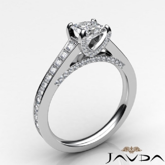 Diamond Engagement Princess Cut Semi Mount Pave Setting Ring Gold W18k 0.75Ct