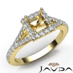 Diamond Engagement 14k Yellow Gold U Cut Prong Set Princess Semi Mount Ring 0.5Ct - javda.com 