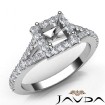 Diamond Engagement 18k White Gold U Cut Prong Set Princess Semi Mount Ring 0.5Ct - javda.com 