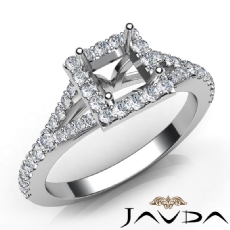 Diamond Engagement 14K W Gold U Cut Prong Set Princess Semi Mount Ring 0.50Ct