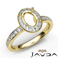 Halo Pave Setting Diamond Engagement Oval Semi Mount Ring 14k Gold Yellow  (0.45Ct. tw.)
