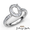 Halo Pave Setting Diamond Engagement Oval Semi Mount Ring Platinum 950 0.45Ct - javda.com 
